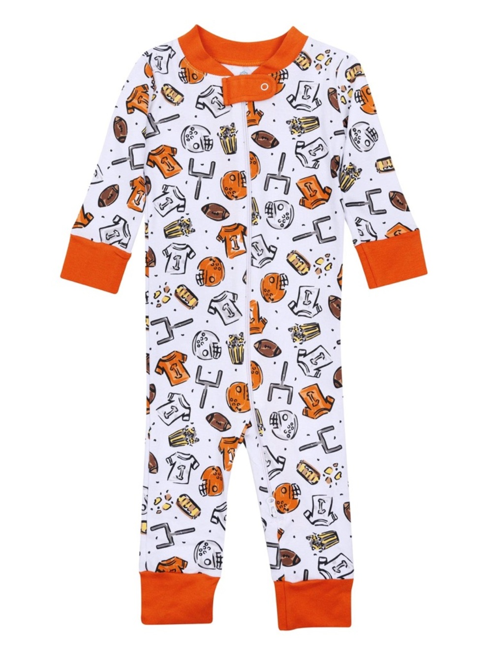 Magnolia Baby Orange Football Print Romper Pima Cotton 3 6 9 12 months